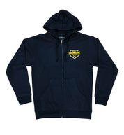 Hoonigan BRACKET X LOGO Zip Hoodie in black with graphics on the front and back.
