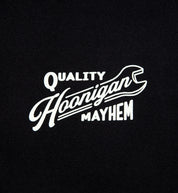 Black Hoonigan BACKDATE Pullover Hoodie with front graphic design and drawstring hood.