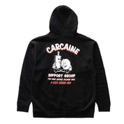Black Hoonigan CARCAINE SUPPORT GROUP pullover hoodie featuring a bold graphic logo on the front.