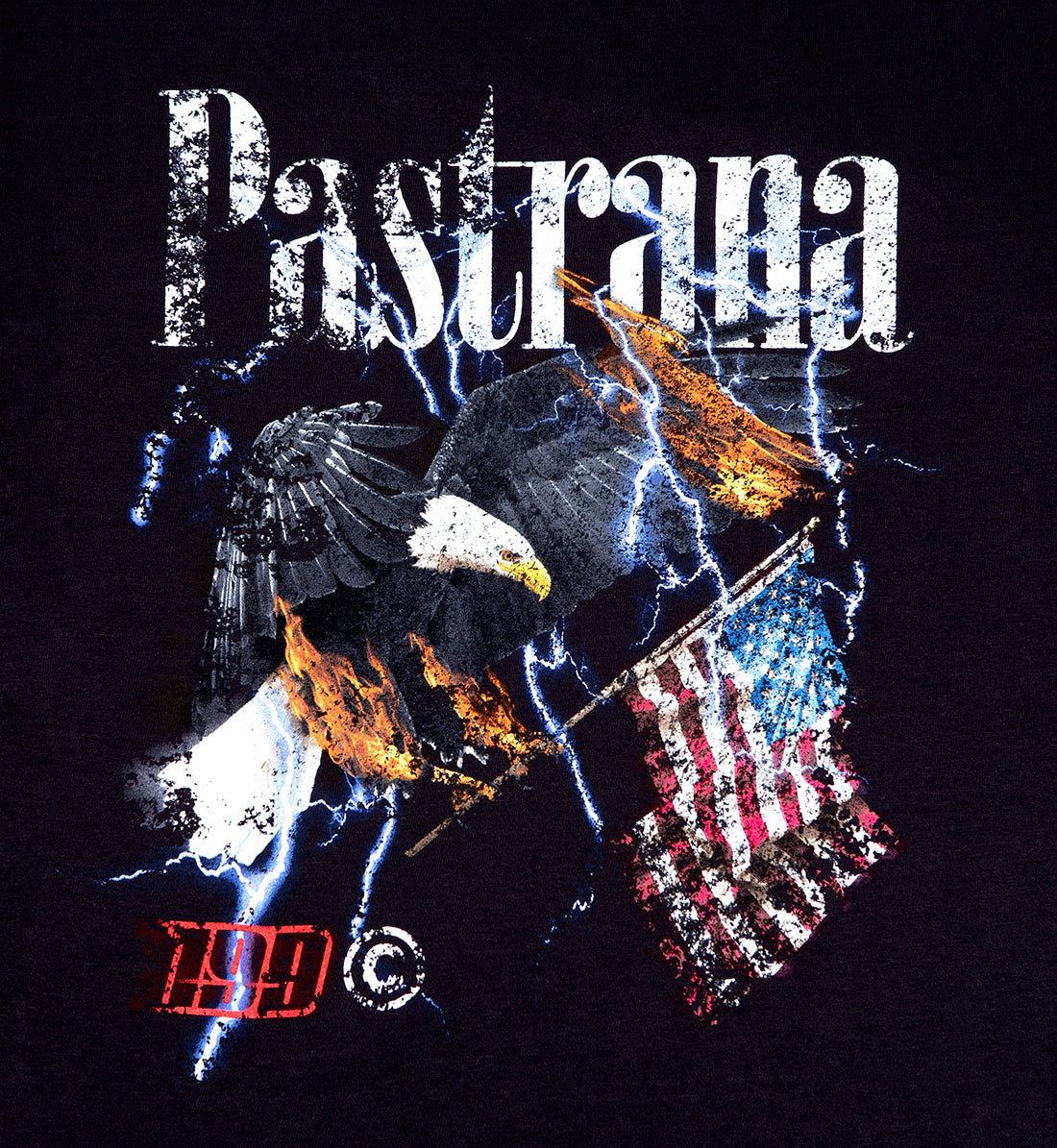 Travis Pastrana FLY HIGH vintage washed black short sleeve tee with front graphic design.