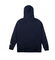 Hoonigan DROP OUT pullover hoodie in navy blue, featuring a bold graphic print on the back.