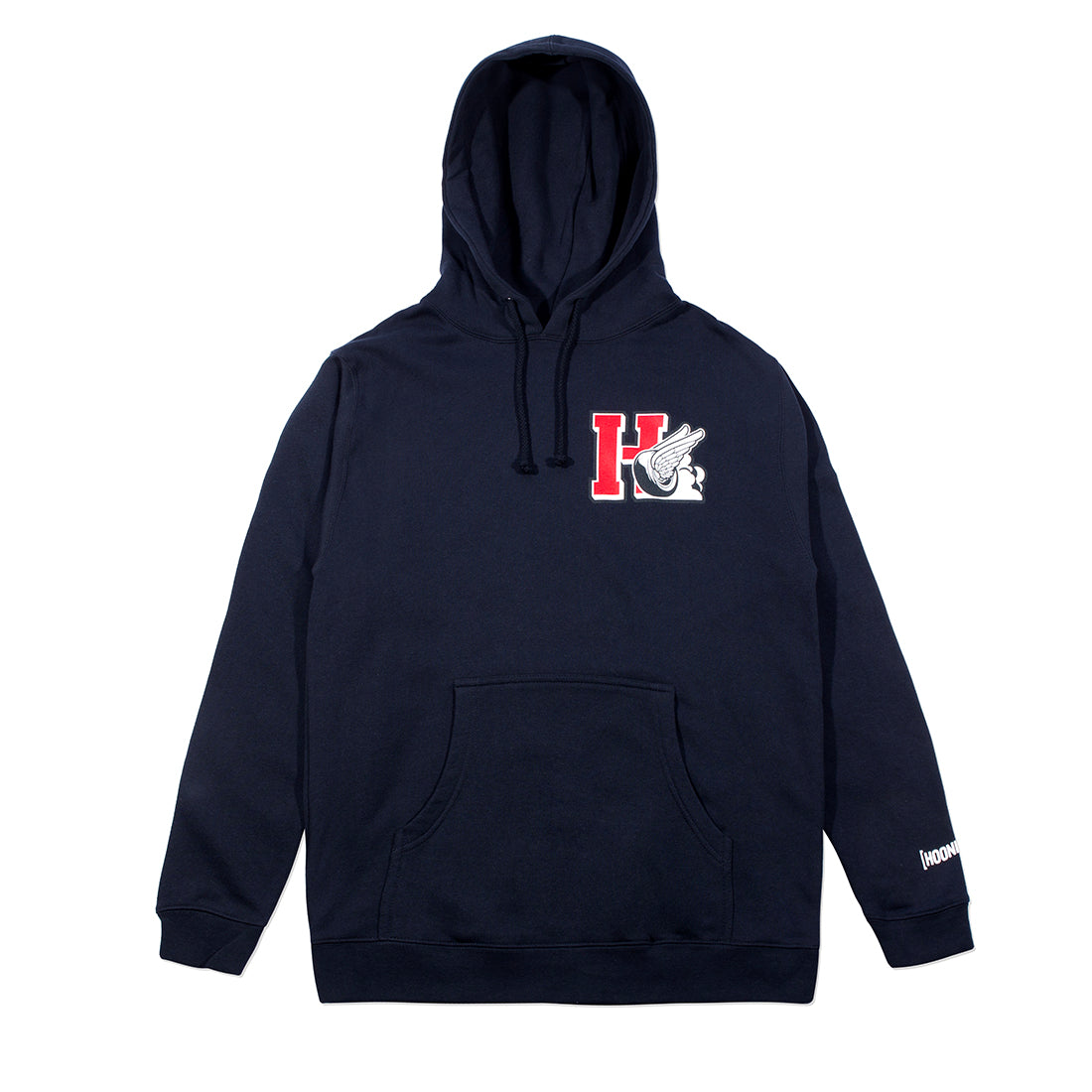Hoonigan DROP OUT Navy Pullover Hoodie with front logo print.