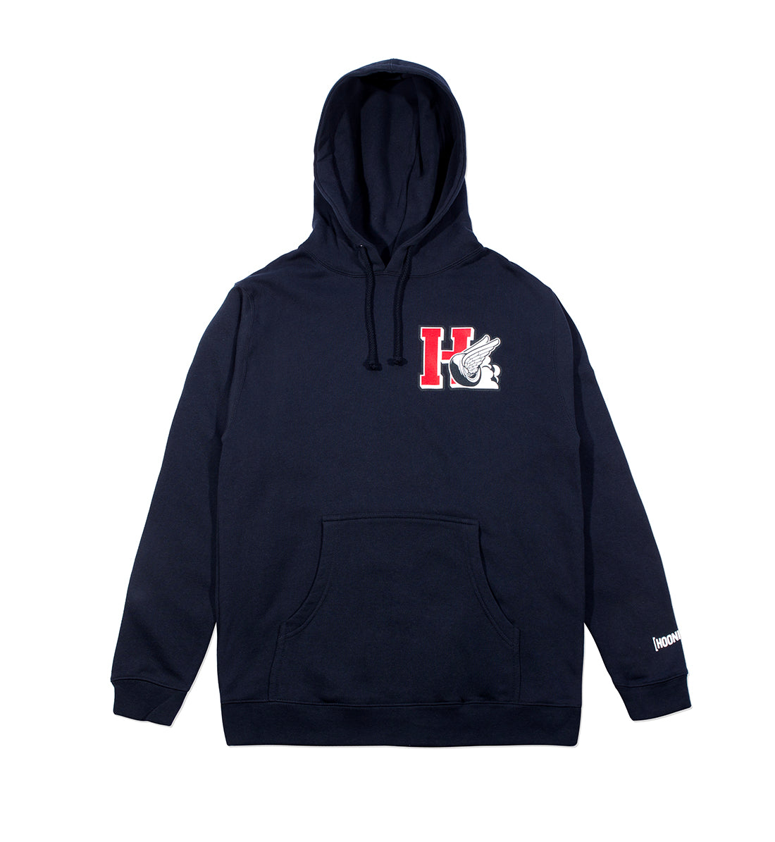 Hoonigan DROP OUT Navy Pullover Hoodie with front logo print.