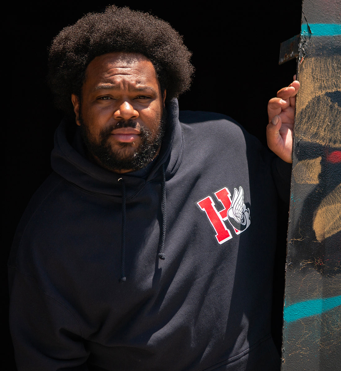 Hoonigan DROP OUT pullover hoodie in navy blue, featuring a front graphic logo and a casual, relaxed fit.