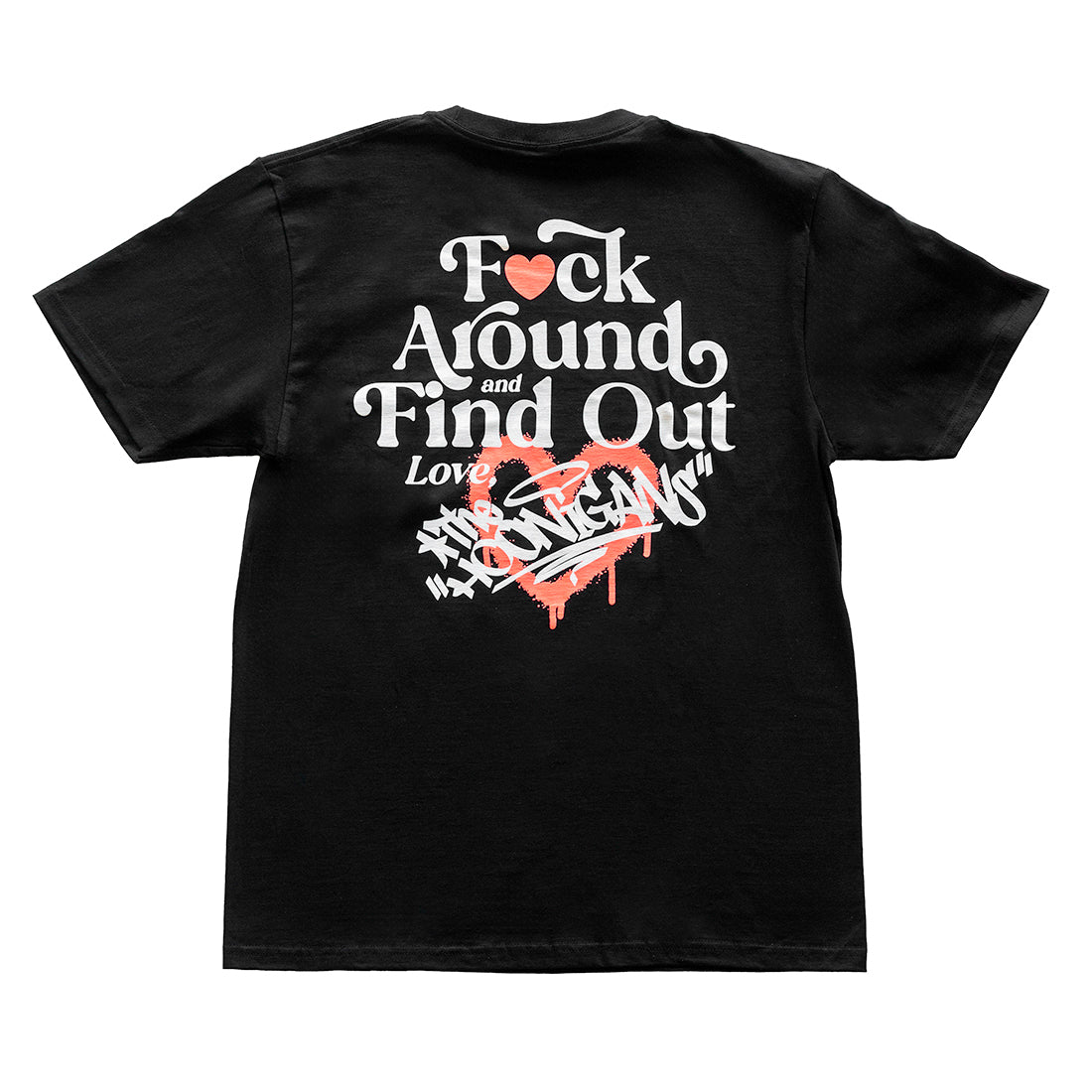 Hoonigan FIND OUT Short Sleeve Tee featuring a bold graphic design on a black background.