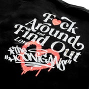 Hoonigan FIND OUT Short Sleeve Tee featuring a bold graphic design and crew neckline in black.