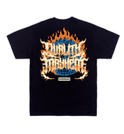 Hoonigan MAYHEM WORLDWIDE Short Sleeve Tee featuring a large graphic logo on the back.