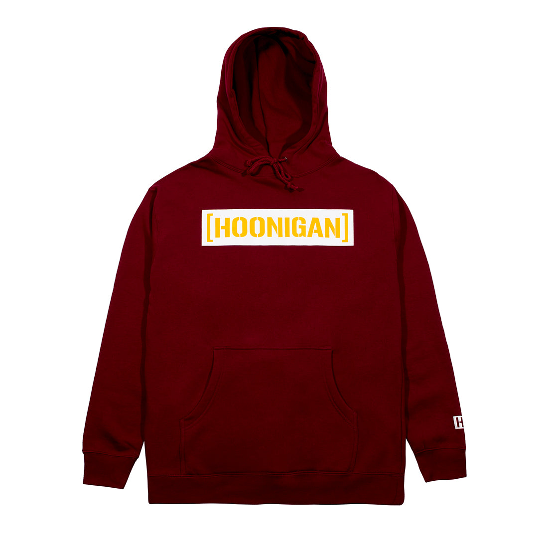 Hoonigan GAME DAY Hoodie in maroon with a front graphic design, featuring a classic pullover style and a drawstring hood.