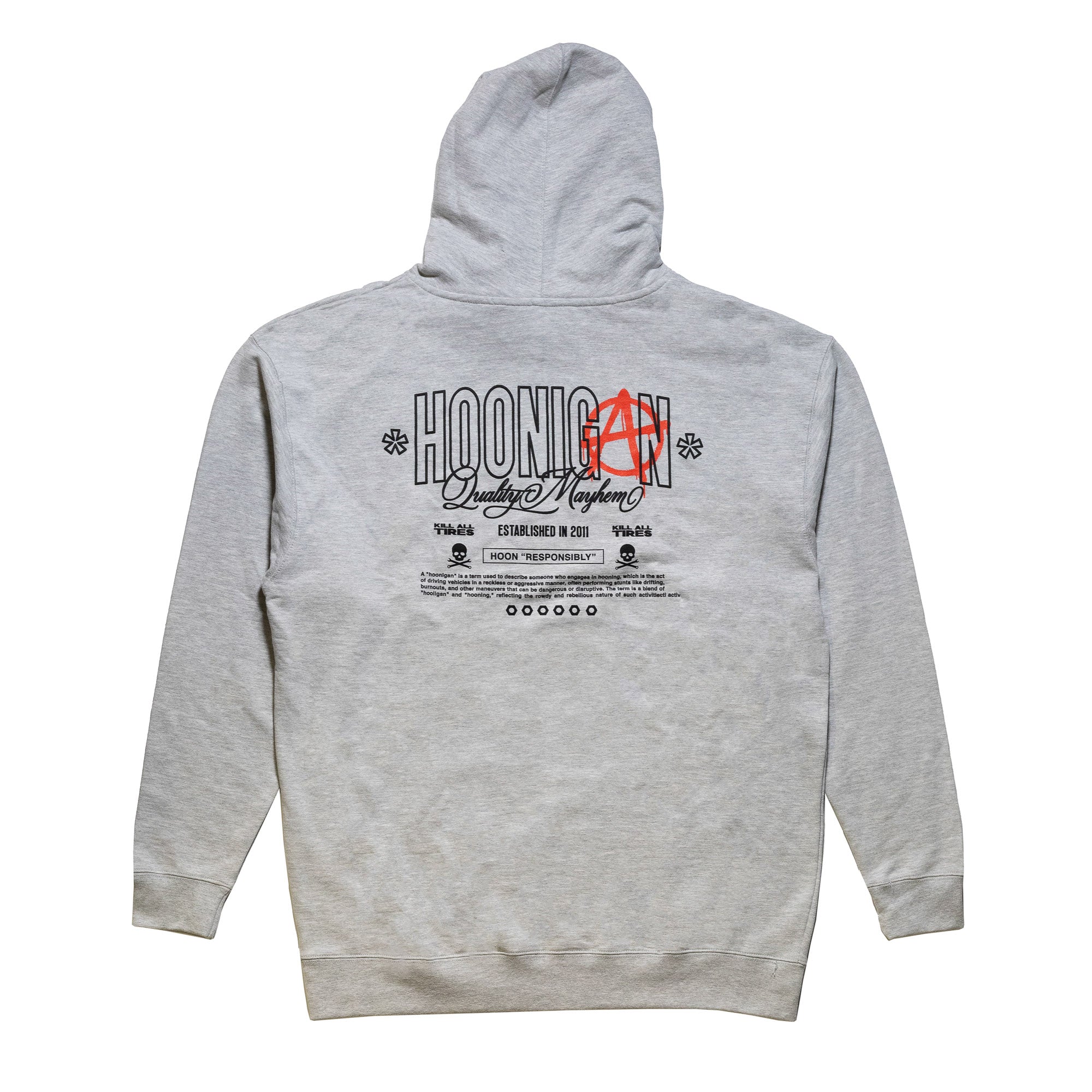 Hoonigan HOONARCHY Pullover Hoodie in black featuring the Hoonigan logo prominently displayed on the front.