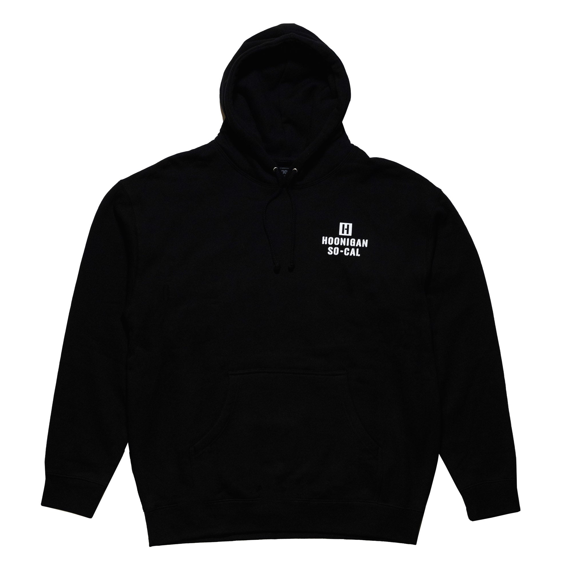 Hoonigan STENCIL Pullover Hoodie in black, featuring a bold white logo graphic on the front.