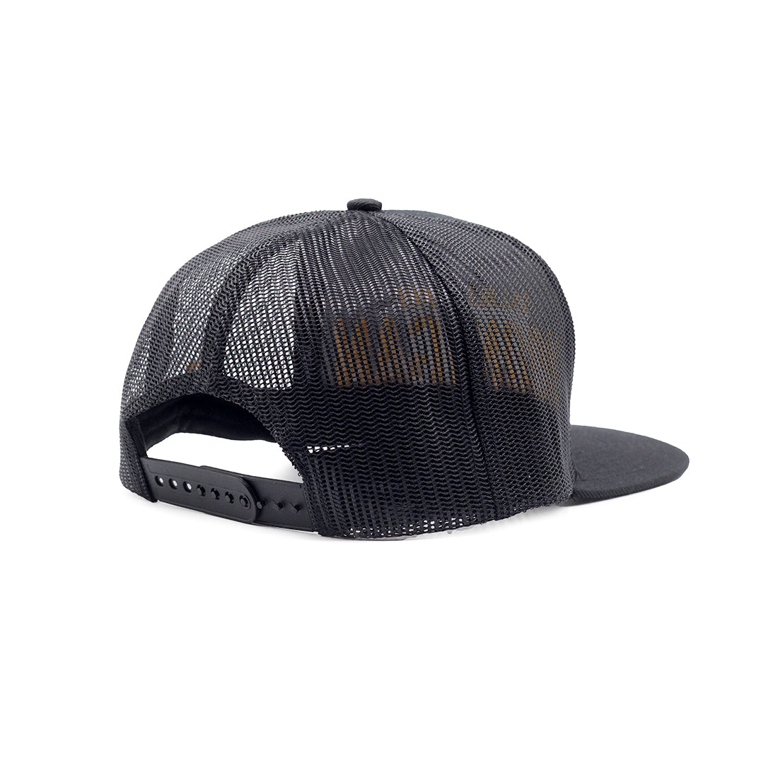 Hoonigan Vintage Plates Trucker Hat in black with a bold logo on the front and mesh back, perfect for automotive enthusiasts.