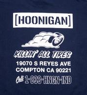 Hoonigan STORE short sleeve tee featuring a bold graphic design on the back, suitable for casual wear.