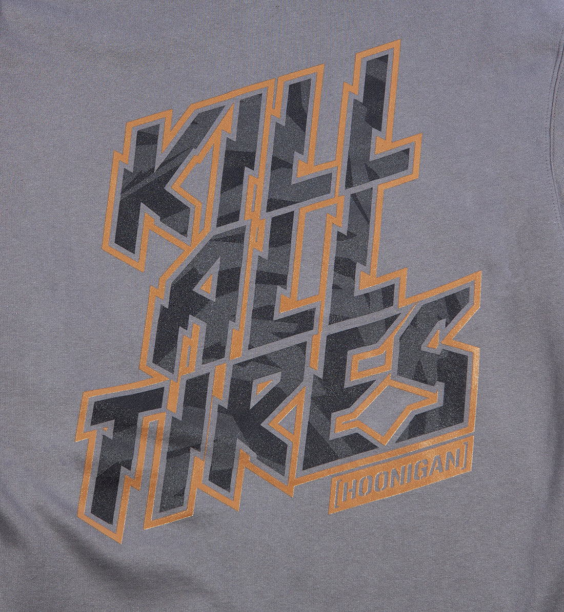 Hoonigan GYMKHANA7 KILL ALL TIRES pullover hoodie, featuring a graphic design on the back and a stylish black fabric.