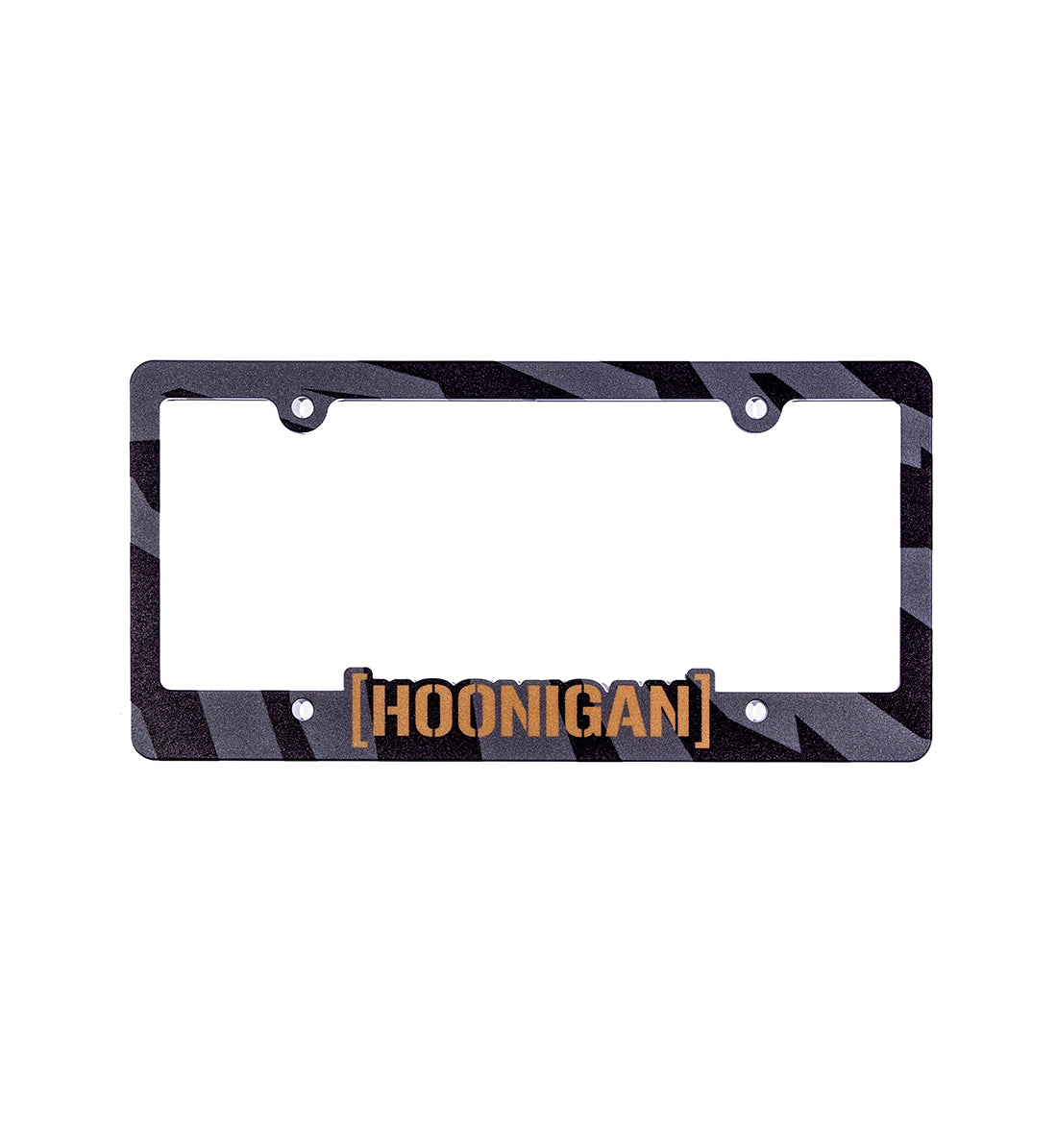 Hoonigan GYMKHANA7 license plate frame featuring a bold black design with white logo and graphics.