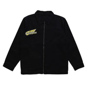 Hoonigan x Mooneyes MOON MOTEL black jacket featuring embroidered logos and a stylish design.