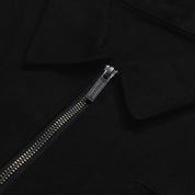 Hoonigan x Mooneyes MOON MOTEL black jacket featuring a retro motel logo on the back and a zip-up front design.