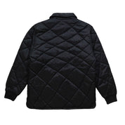 Hoonigan Motorsports VICTOR Quilted Jacket with a stylish design and logo on the chest, featuring a black and gray color scheme.