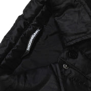 Hoonigan Motorsports VICTOR Quilted Jacket in black, featuring a zip closure, side pockets, and a logo patch on the chest.