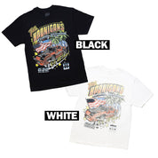 Hoonigan 632 short sleeve white tee featuring bold logo graphics on the front.