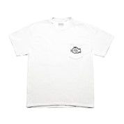 Hoonigan CHECK ENGINE CULT Short Sleeve Tee featuring a graphic design of an engine check light, in black on a white cotton fabric.