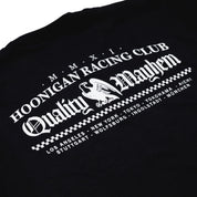 Black short sleeve tee featuring Hoonigan CHAPTERS logo graphic on the front.