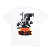 Hoonigan X RWB GROUPE RALLYE Short Sleeve Tee featuring a graphic design on a black fabric.