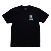 Hoonigan HOONCAPACITOR Short Sleeve Tee in black with graphic design featuring a car and electric elements.