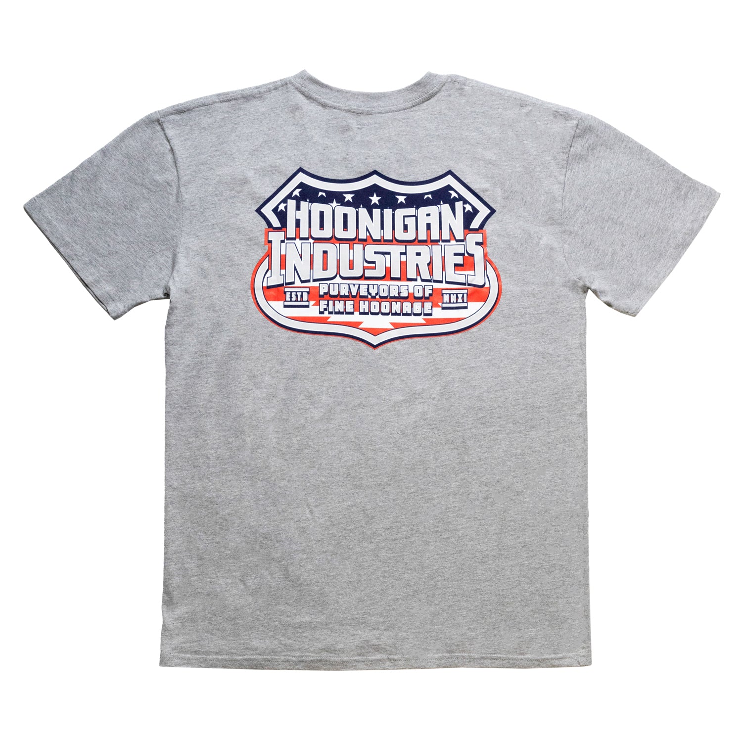 Hoonigan INTERSTATE Summer Short Sleeve Tee in black, featuring a bold, colorful graphic design on the front.