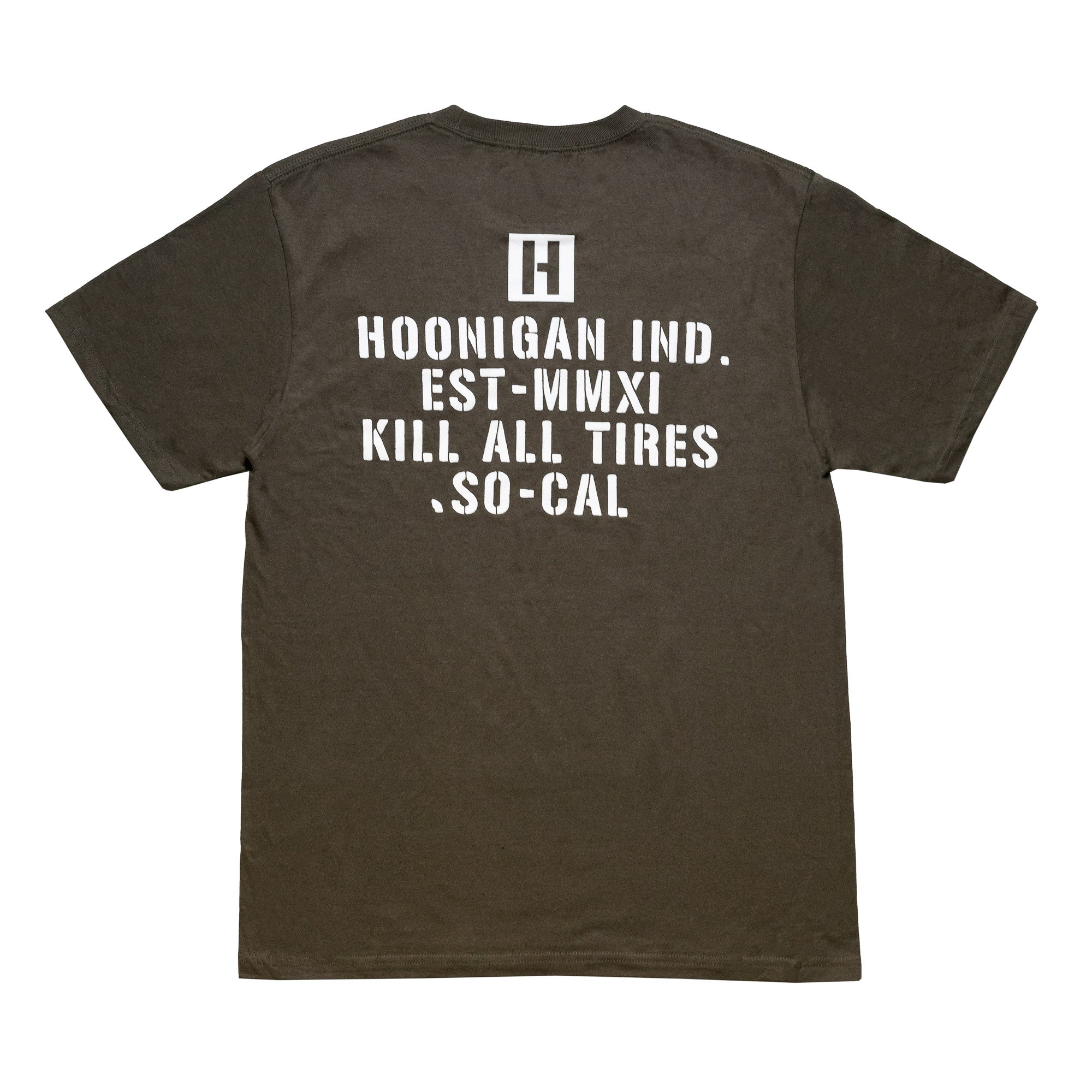 Hoonigan STENCIL Short Sleeve Tee featuring a bold graphic design on a black background.