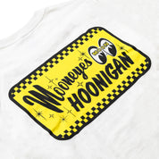 Hoonigan x Mooneyes "GO WITH HOON" long sleeve tee featuring bold text and graphic design on a white background.