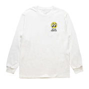 Hoonigan x Mooneyes "GO WITH HOON" Long Sleeve Tee in white, featuring bold graphic designs and a relaxed fit.