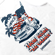 Alt text: Hoonigan 'MERICA Tank Top featuring a patriotic graphic and bold lettering on a black fabric background.