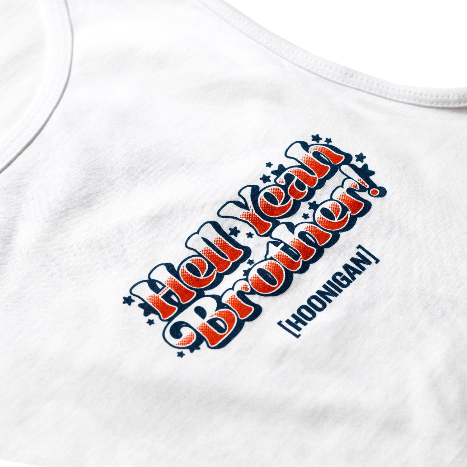 Hoonigan 'MERICA Tank Top featuring a bold graphic design in red, white, and blue on a black background.