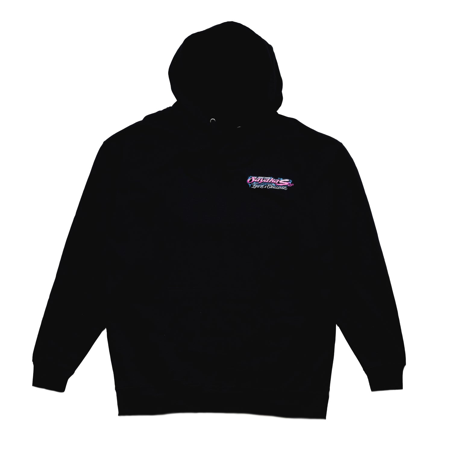 Hoonigan x Sayaka drifting pullover hoodie featuring a bold graphic design on a black background.