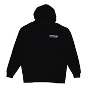 Hoonigan x Sayaka drifting pullover hoodie featuring a bold graphic design on a black background.