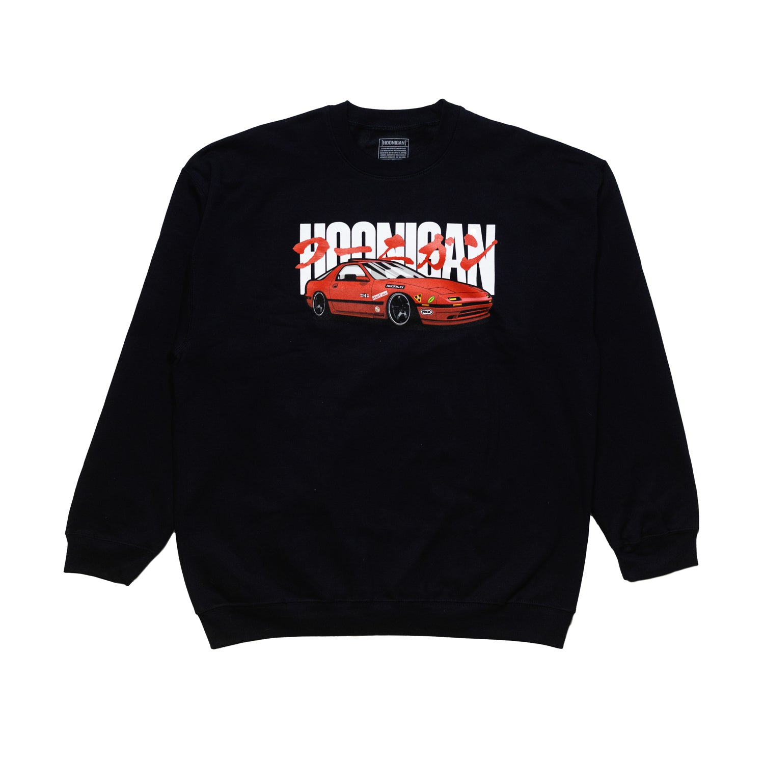 Hoonigan FC ROTARY Crewneck Pullover Sweatshirt in black with bold white logo on the front.