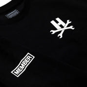 Hoonigan MAYHEM Crewneck Pullover Sweatshirt in black with bold white graphics and a relaxed fit.