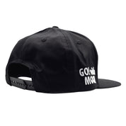 Hoonigan x Mooneyes MOON BAR Snapback Hat in black with white graphic logo and adjustable strap.