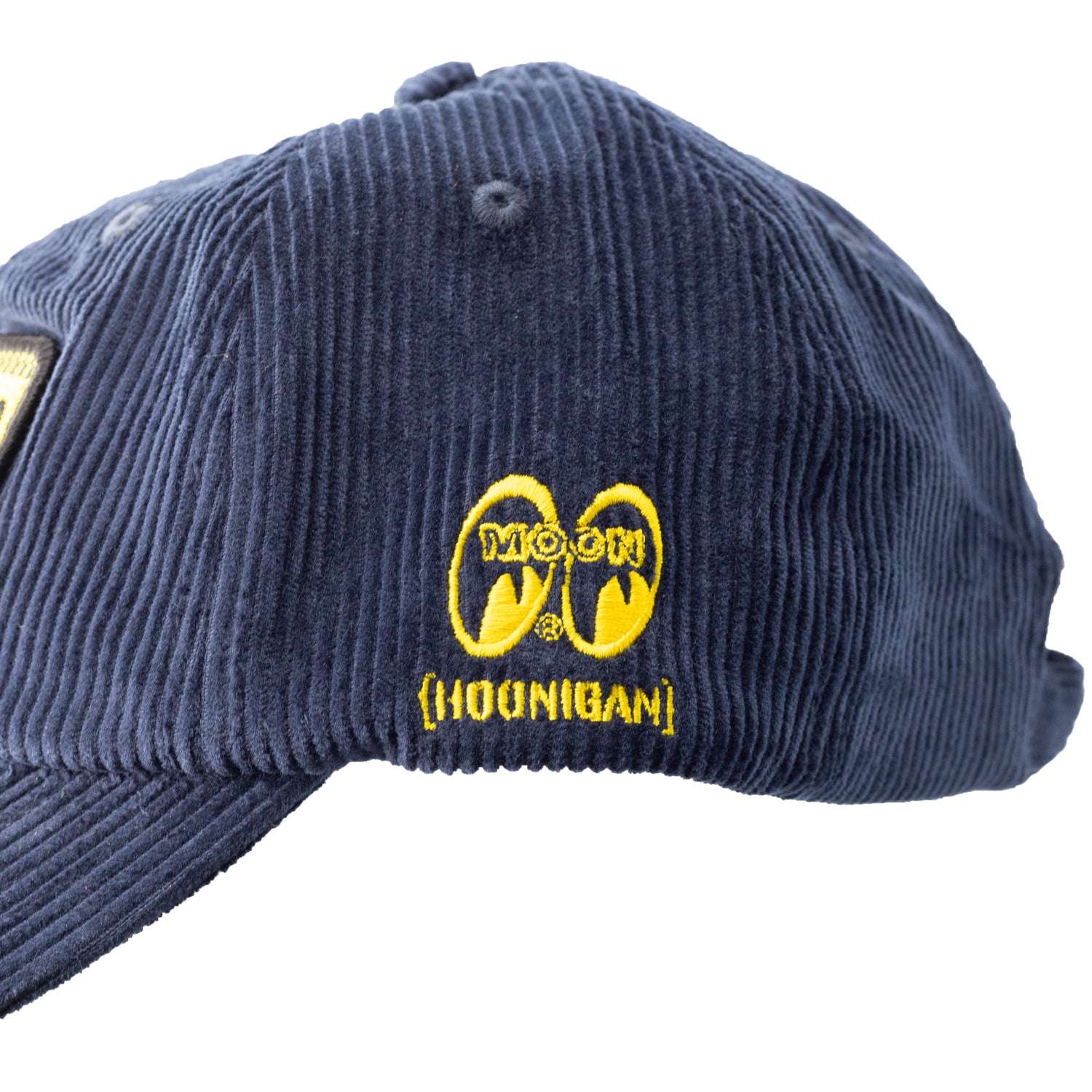 Hoonigan x Mooneyes MOONIGANS Unstructured Strapback Hat in black with embroidered logo.