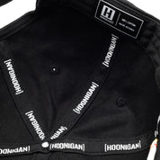 Hoonigan x RWB ROUGH WORLD KILL ALL TIRES unstructured strapback hat with black base and embroidered logo.
