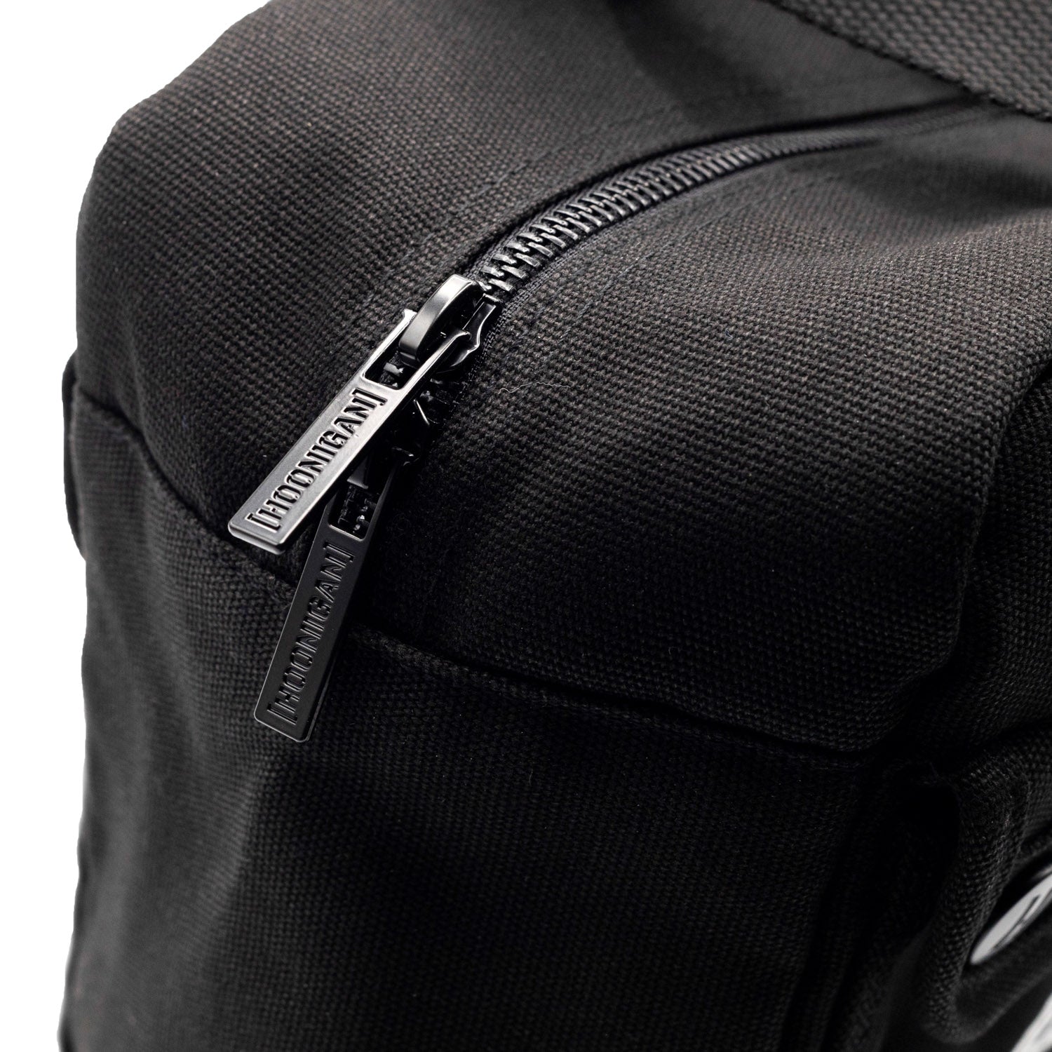 Hoonigan CENSOR BAR Tool Bag in black with white logo, featuring multiple pockets and sturdy handles for secure storage and transport of tools.