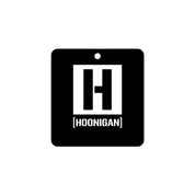 Hoonigan X Mobil1 air freshener featuring a bold black design with the Hoonigan logo for automotive enthusiasts.