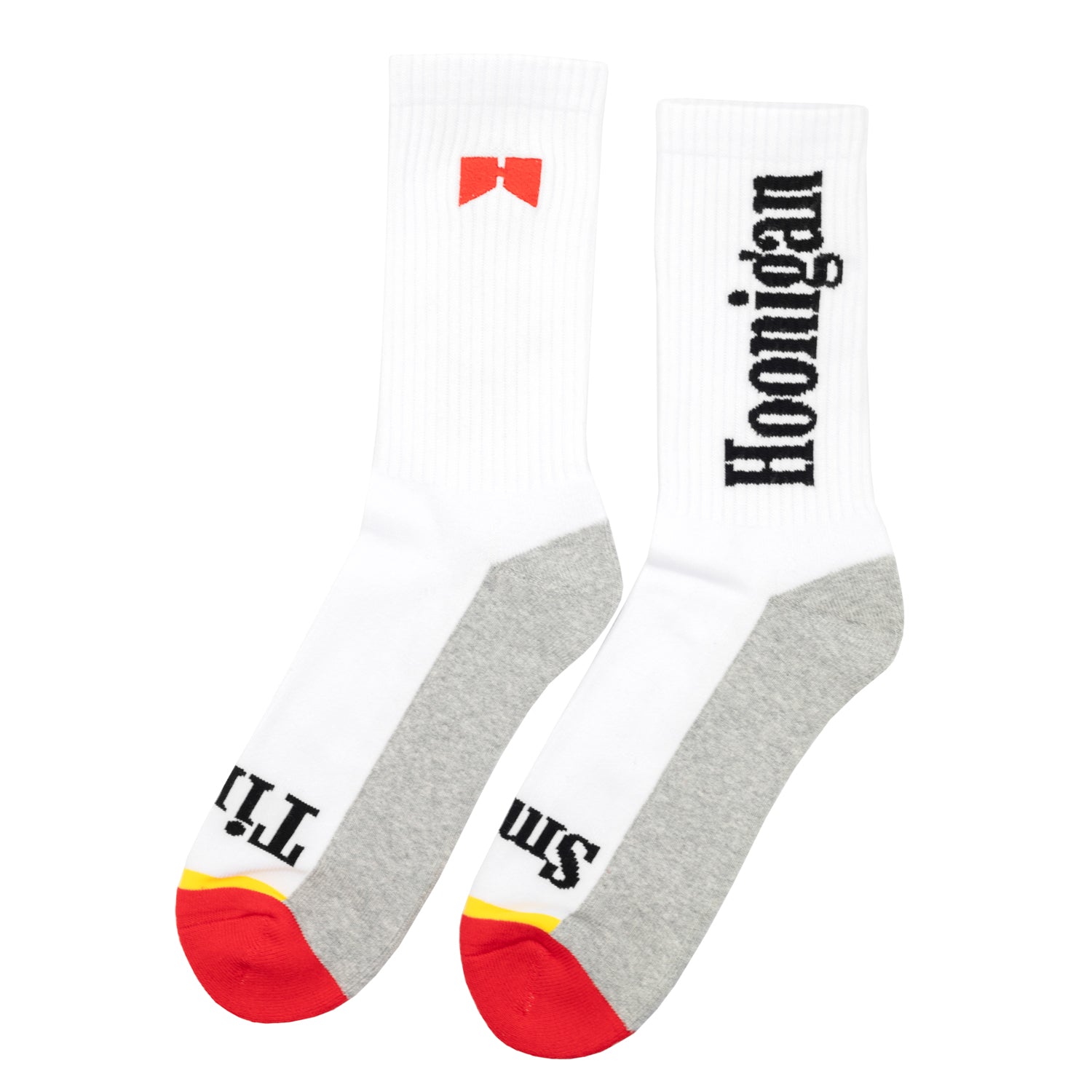 Hoonigan BURNOUT TEAM socks featuring a bold graphic design and vibrant colors, perfect for motorsport enthusiasts.