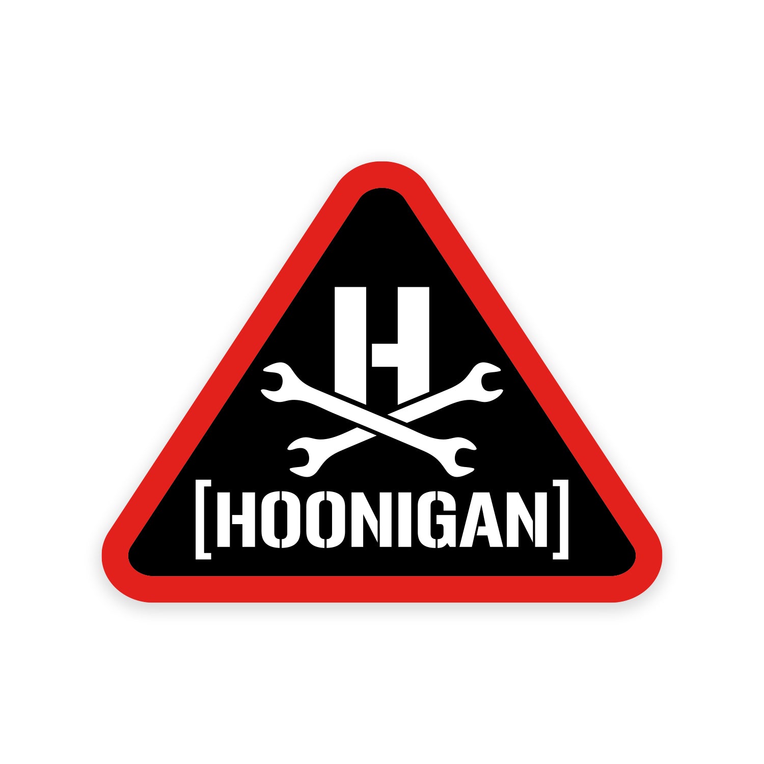 Hoonigan HOON RESPONSIBLY sticker, 4.1 inches, featuring bold white lettering on a black background.