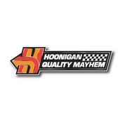 Hoonigan HNX 6-inch sticker featuring bold black and white graphics with a motorsport design.