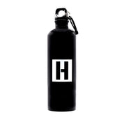 Hoonigan AMMO water bottle with a sleek black design and bold white logo, featuring a sturdy lid and lightweight, portable construction.