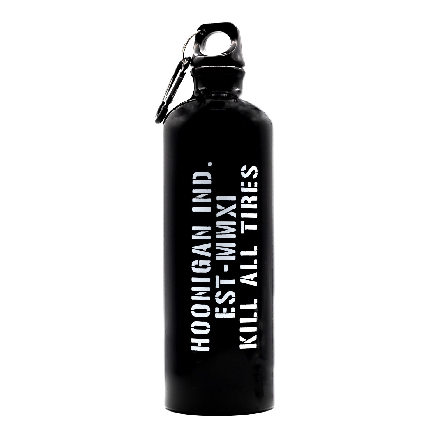 Hoonigan AMMO Water Bottle with sleek black design and bold logo.