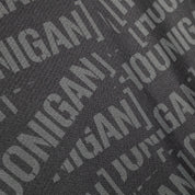 Hoonigan SCATTER CENSOR BAR collapsible chair with a black and white design, featuring the Hoonigan logo and adjustable armrests.