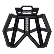 Hoonigan TRACK DAY collapsible stool in black with a red logo, designed for outdoor use, featuring a sturdy frame and comfortable seating.