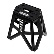 Hoonigan TRACK DAY collapsible stool with branding, featuring a sturdy black fabric seat and metal frame, designed for outdoor use.